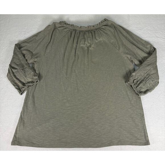 J. JILL PLEATED SLEEVE KNIT PEASANT TOP MEDIUM WOMEN'S GREEN - Picture 6 of 6